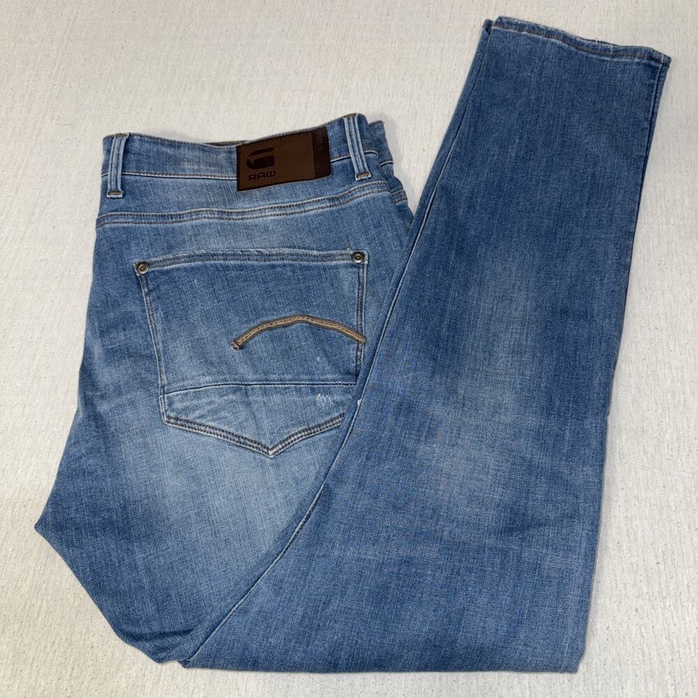 G-Star Raw Mens Revend Super Slim Distressed Denim Skinny Jeans 38x32